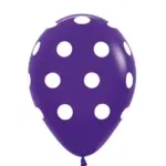 Globo Lunares R12 Violeta y Blanco x10 unidades