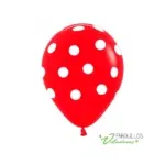 Globo Lunares R12 Rojo y Blanco x10 unidades