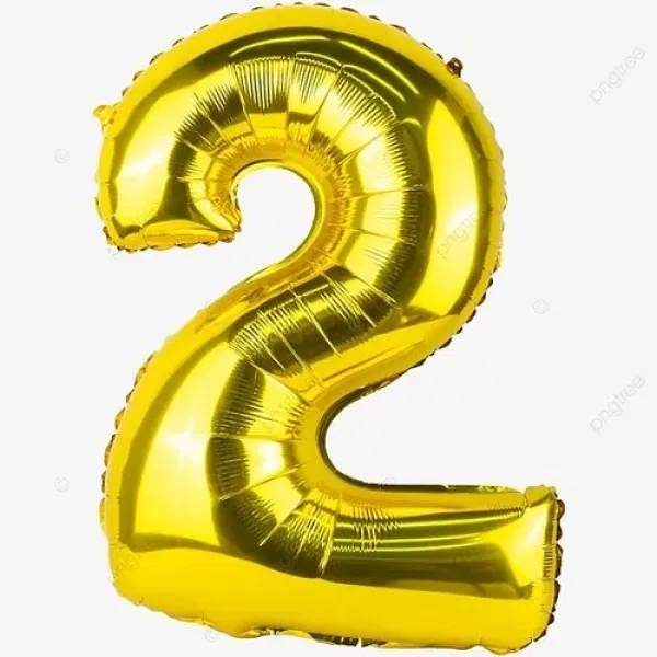 Globo Número Nº2 Dorado 36cm - 16 pulgadas