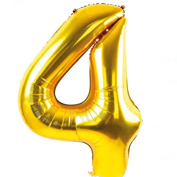 Globo Número Nº4 Dorado 36cm - 16 pulgadas