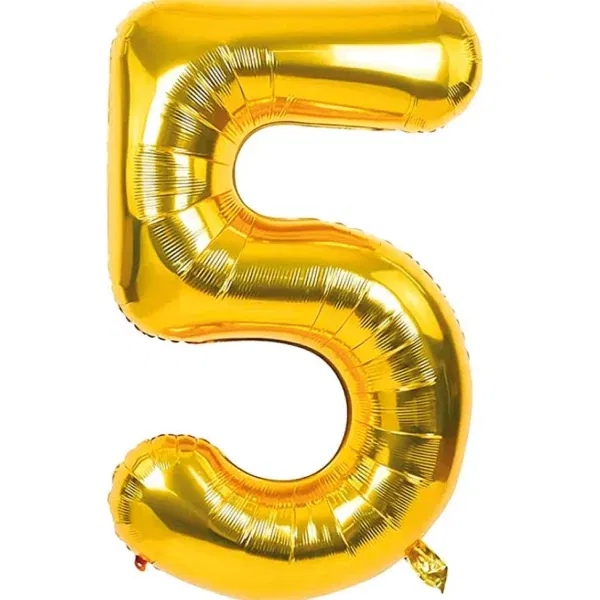 Globo Número Nº5 Dorado 72cm - 32 pulgadas