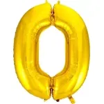 Globo Número Nº0 Dorado 36cm - 16 pulgadas
