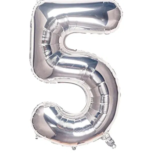 Globo Número Plateado Nº5