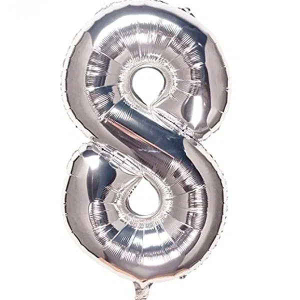 Globo Número Plateado Nº8