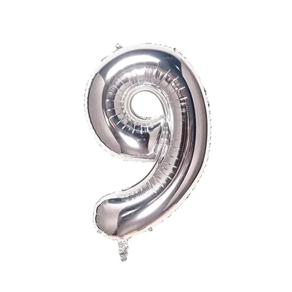 Globo Número Plateado Nº9