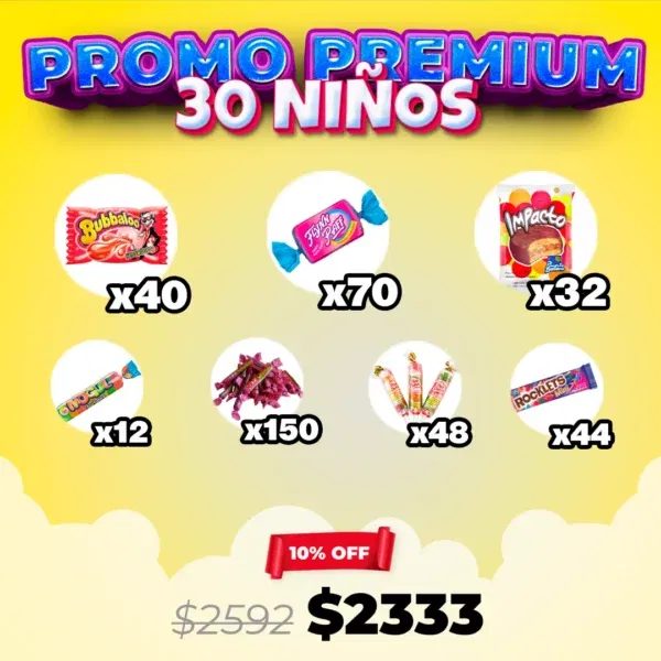 Promo Golosinas Premium para 30 Niños