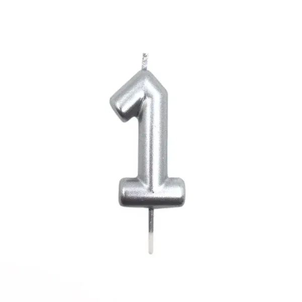 Vela Numero Plateada (0 al 9)