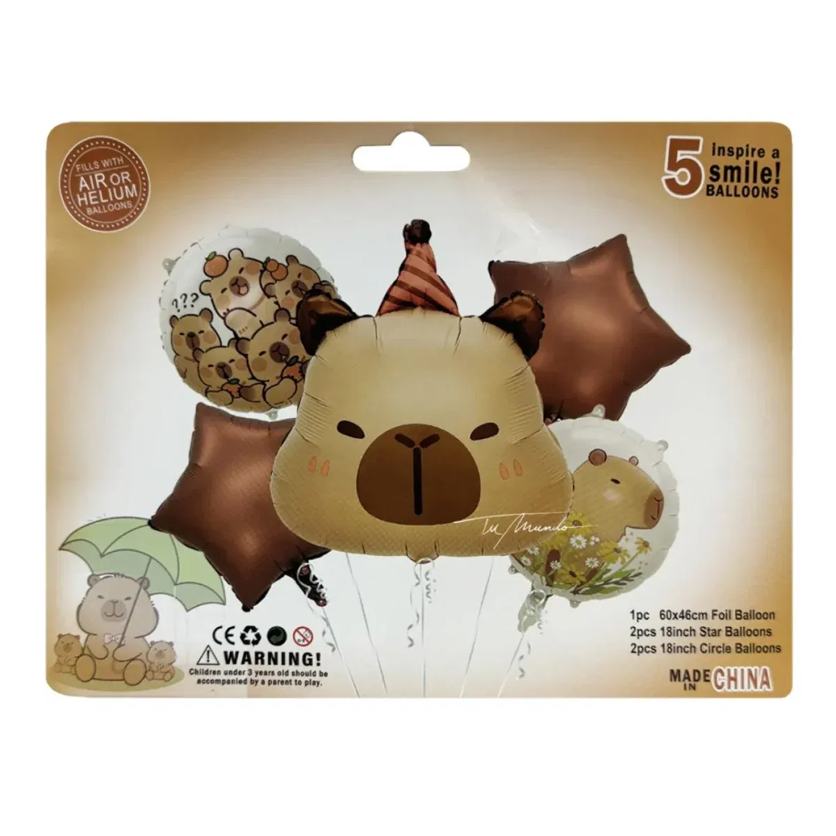 Set de Globos Capibara x5 unidades - Imagen 2