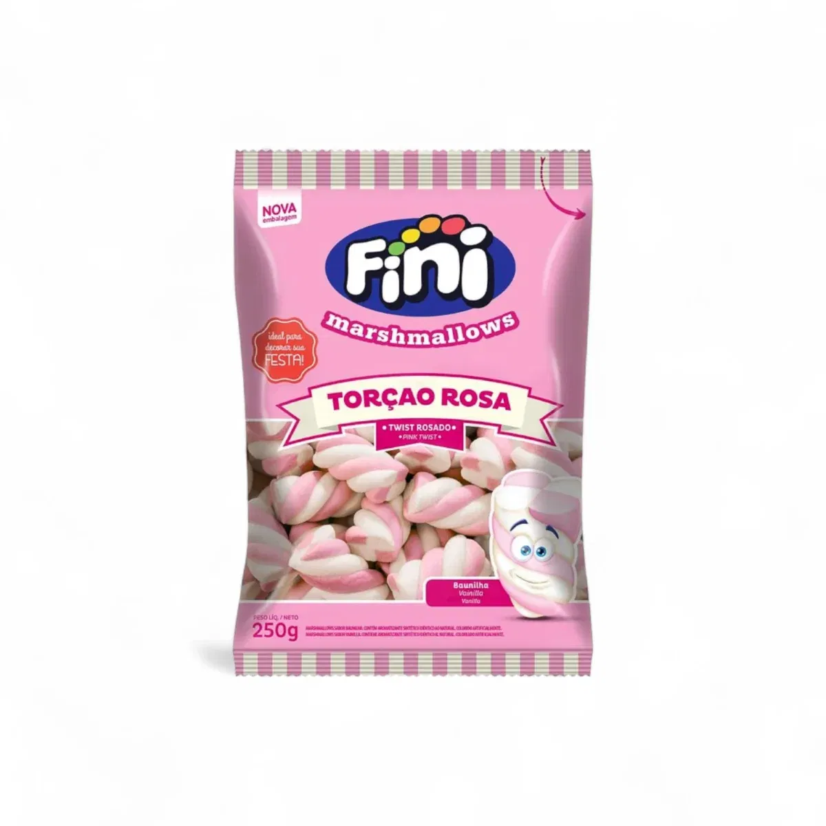 Malvaviscos Marshmallows FINI Twist Rosa 250 grs - Imagen 1