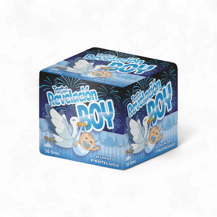 Torta Revelación Boy Torta Revelación Niño Celeste 36 Tiros - Imagen 1